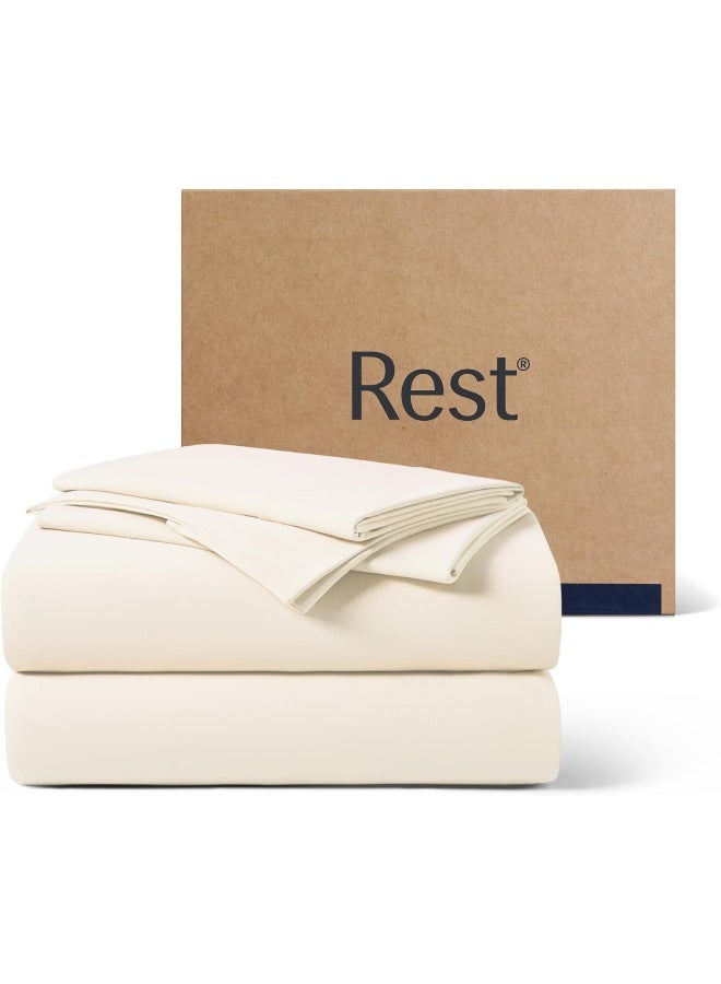 REST® Evercool®+ Starter Sheet Set, 3 PCS with No Flat Sheet, Cooling Sheets Designed for Hot Sleepers and Night Sweats, Knitted with Noble’s Ionic+ Self-Cleaning Silver Yarns, Ivory, California King - Image 1